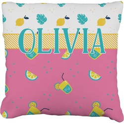 Summer Lemonade Faux-Linen Throw Pillow 20" (Personalized)