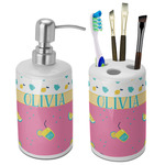 Summer Lemonade Ceramic Bathroom Accessories Set (Personalized)