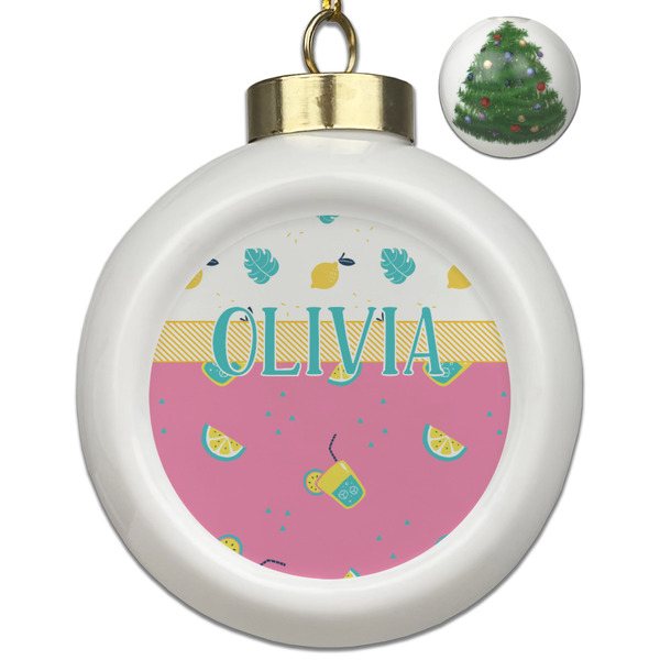 Custom Summer Lemonade Ceramic Ball Ornament - Christmas Tree (Personalized)