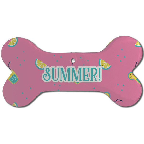 Custom Summer Lemonade Ceramic Dog Ornament - Front w/ Name or Text