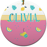 Summer Lemonade Round Ceramic Ornament w/ Name or Text