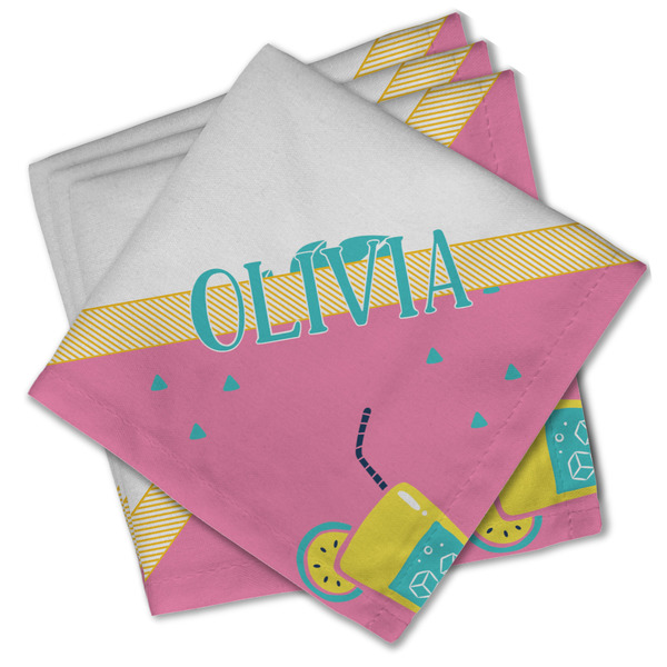 Custom Summer Lemonade Cloth Cocktail Napkins - Set of 4 w/ Name or Text