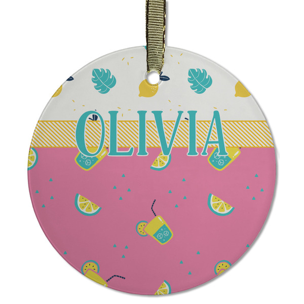 Custom Summer Lemonade Flat Glass Ornament - Round w/ Name or Text