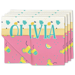 Summer Lemonade Double-Sided Linen Placemat - Set of 4 w/ Name or Text