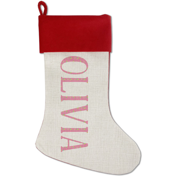 Custom Summer Lemonade Red Linen Stocking (Personalized)