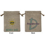 Summer Lemonade Medium Burlap Gift Bag - Front & Back (Personalized)