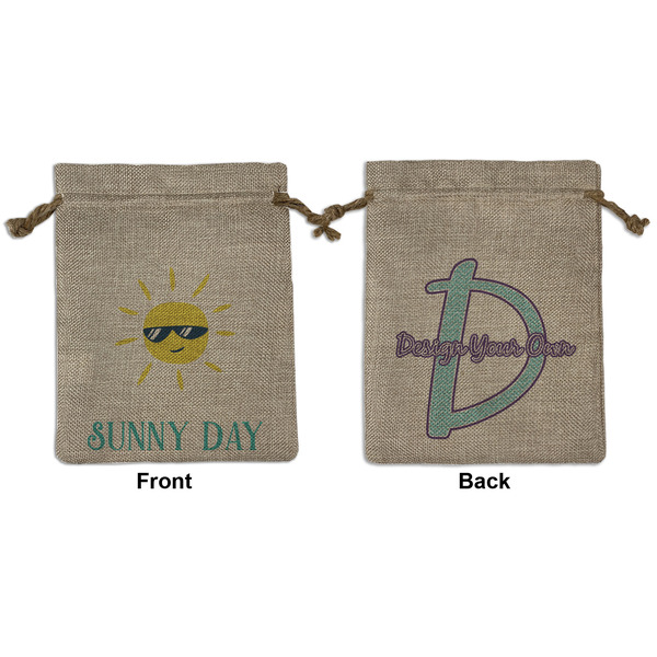 Custom Summer Lemonade Medium Burlap Gift Bag - Front & Back (Personalized)