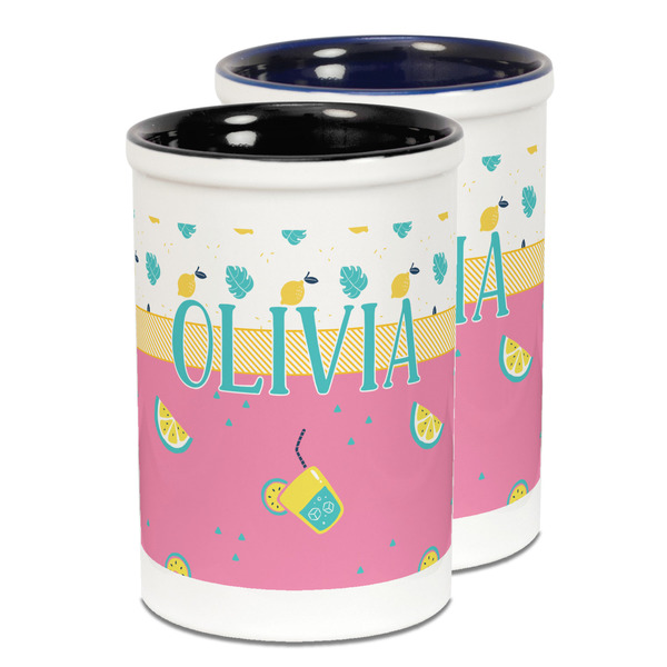 Custom Summer Lemonade Ceramic Pencil Holder - Large