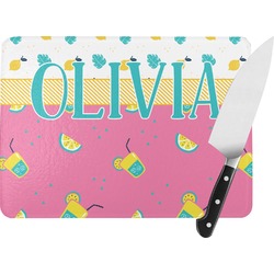 Summer Lemonade Rectangular Glass Cutting Board - Medium - 11"x8" (Personalized)