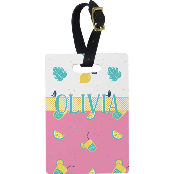 Custom Summer Lemonade Plastic Luggage Tag - Rectangular w/ Name or Text