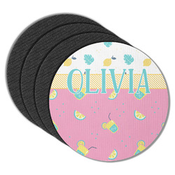 Summer Lemonade Round Rubber Backed Coasters - Set of 4 (Personalized)