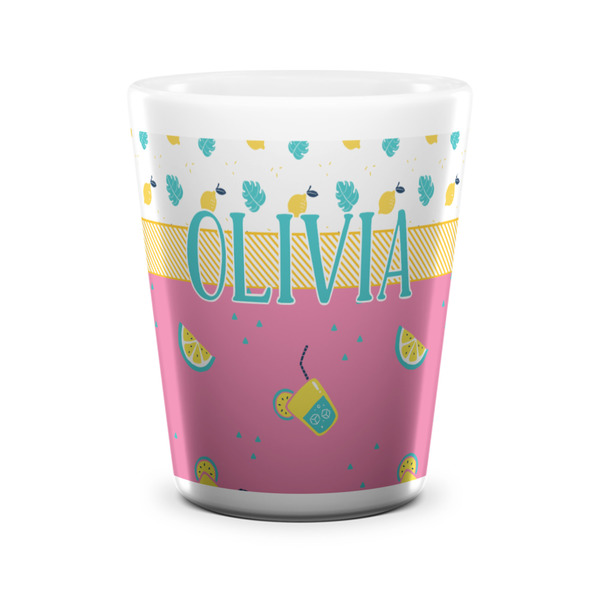 Custom Summer Lemonade Ceramic Shot Glass - 1.5 oz - White - Set of 4 (Personalized)