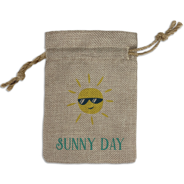 Custom Summer Lemonade Small Burlap Gift Bag - Front (Personalized)