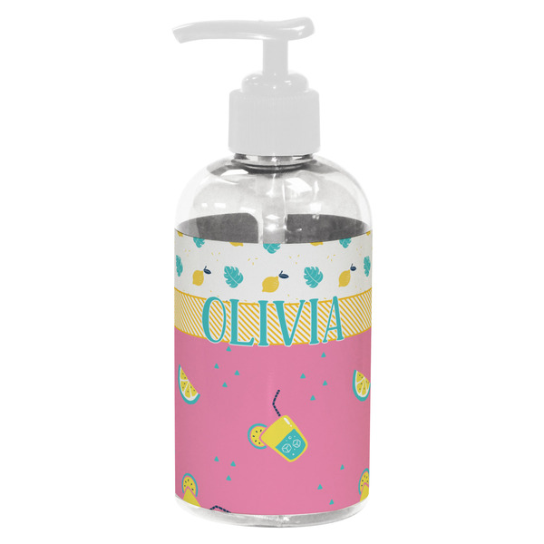 Custom Summer Lemonade Plastic Soap / Lotion Dispenser (8 oz - Small - White) (Personalized)