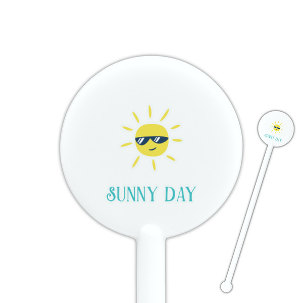 Custom Summer Lemonade 5.5" Round Plastic Stir Sticks - White - Double Sided (Personalized)