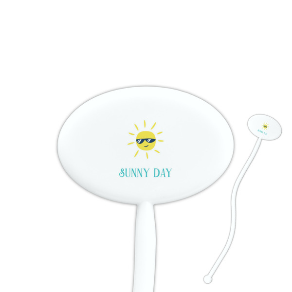 Custom Summer Lemonade 7" Oval Plastic Stir Sticks - White - Single Sided (Personalized)