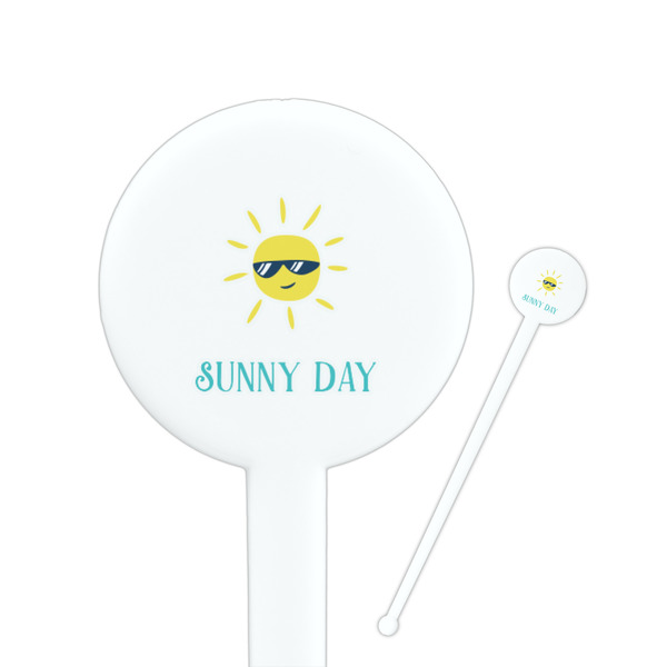 Custom Summer Lemonade 7" Round Plastic Stir Sticks - White - Double Sided (Personalized)