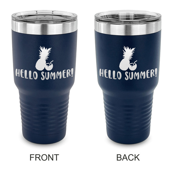 Custom Pineapples and Coconuts 30 oz Stainless Steel Tumbler - Navy - Double Sided (Personalized)