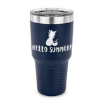 Pineapples and Coconuts 30 oz Stainless Steel Tumbler - Navy - Single Sided (Personalized)