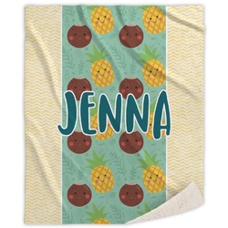 Pineapples and Coconuts Sherpa Throw Blanket - 50"x60" (Personalized)