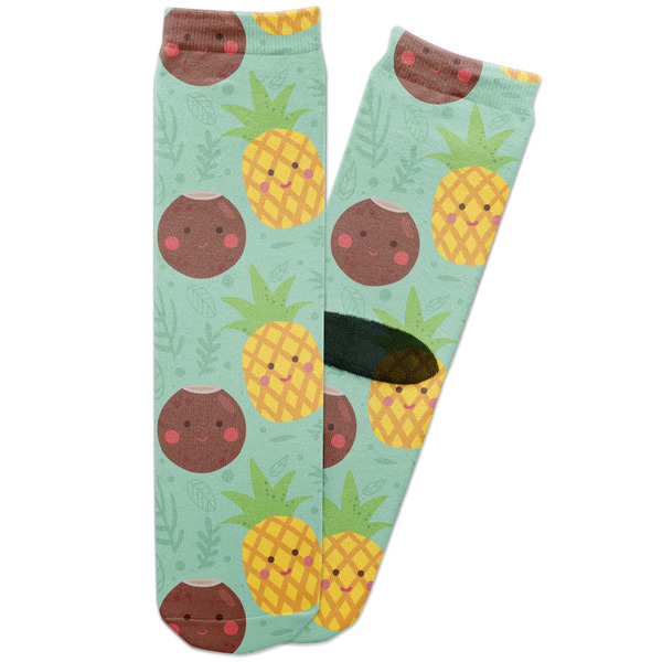 Custom Pineapples and Coconuts Adult Crew Socks