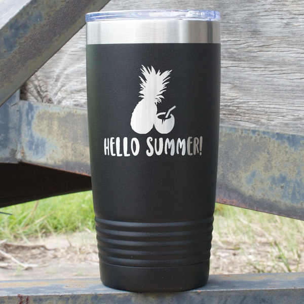 Custom Pineapples and Coconuts 20 oz Stainless Steel Tumbler - Black - Double Sided (Personalized)