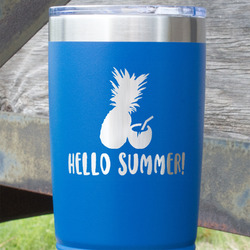 Pineapples and Coconuts 20 oz Stainless Steel Tumbler - Royal Blue - Double Sided (Personalized)