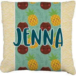 Pineapples and Coconuts Faux-Linen Throw Pillow 18" (Personalized)