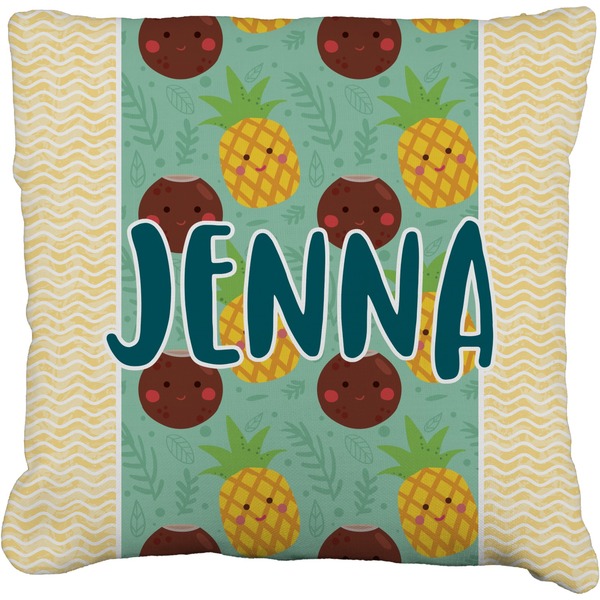 Custom Pineapples and Coconuts Faux-Linen Throw Pillow (Personalized)