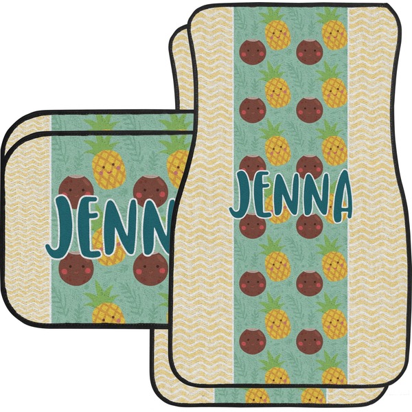 Custom Pineapples and Coconuts Car Floor Mats Set - 2 Front & 2 Back (Personalized)