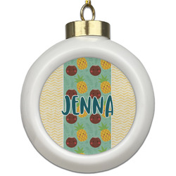 Pineapples and Coconuts Ceramic Ball Ornament (Personalized)