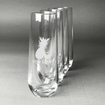 Pineapples and Coconuts Champagne Flute - Stemless Engraved - Set of 4 (Personalized)