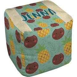 Pineapples and Coconuts Cube Pouf Ottoman - 18" (Personalized)