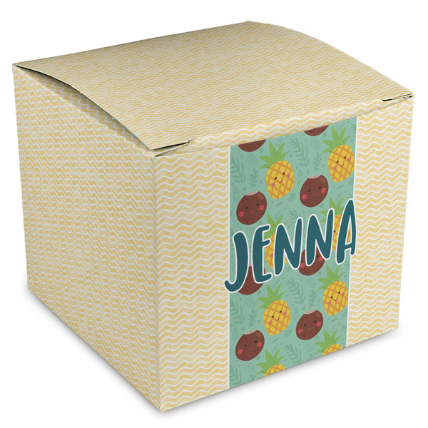 Custom Pineapples and Coconuts Cube Favor Gift Boxes (Personalized)