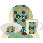 Pineapples and Coconuts Dinner Set - Single 4 Pc Setting w/ Name or Text