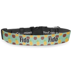 Pineapples and Coconuts Deluxe Dog Collar - Medium (11.5" to 17.5") (Personalized)