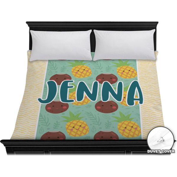 Custom Pineapples and Coconuts Duvet Cover - King (Personalized)