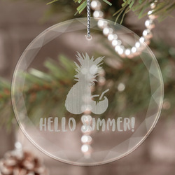 Pineapples and Coconuts Engraved Glass Ornament (Personalized)