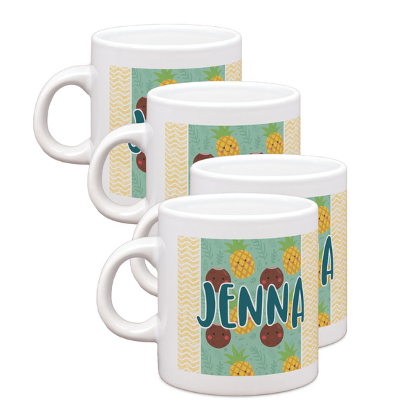 Custom Pineapples and Coconuts Single Shot Espresso Cups - Set of 4 (Personalized)