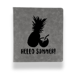 Pineapples and Coconuts Leather Binder - 1" - Grey (Personalized)