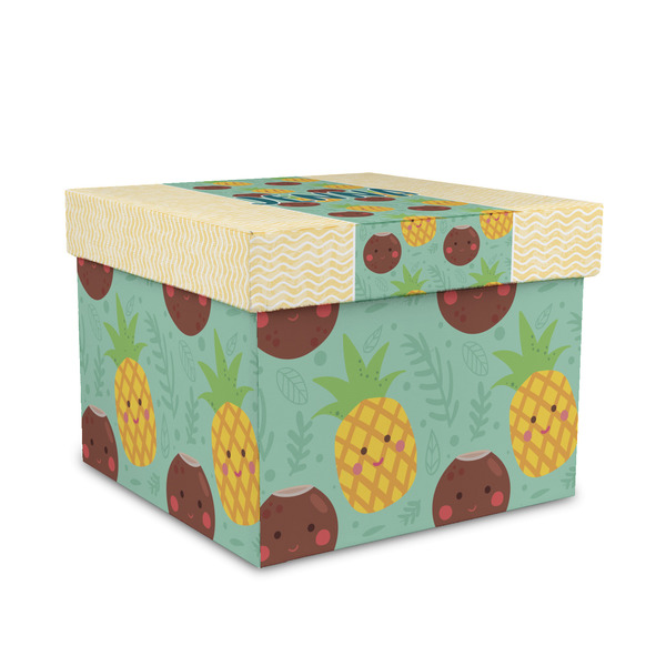 Custom Pineapples and Coconuts Gift Box with Lid - Canvas Wrapped - Medium (Personalized)