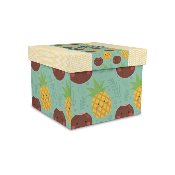 Custom Pineapples and Coconuts Gift Box with Lid - Canvas Wrapped - Small (Personalized)