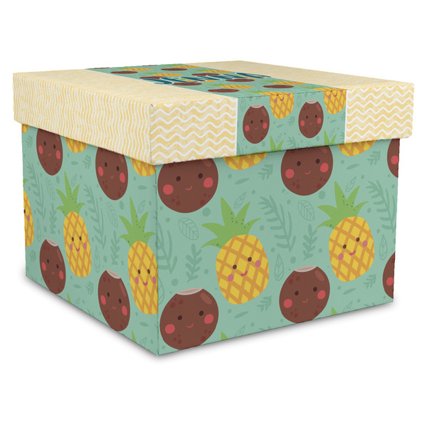 Custom Pineapples and Coconuts Gift Box with Lid - Canvas Wrapped - X-Large (Personalized)