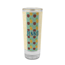 Pineapples and Coconuts 2 oz Shot Glass - Glass with Gold Rim (Personalized)