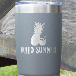 Pineapples and Coconuts 20 oz Stainless Steel Tumbler - Grey - Double Sided (Personalized)