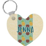 Pineapples and Coconuts Heart Plastic Keychain w/ Name or Text