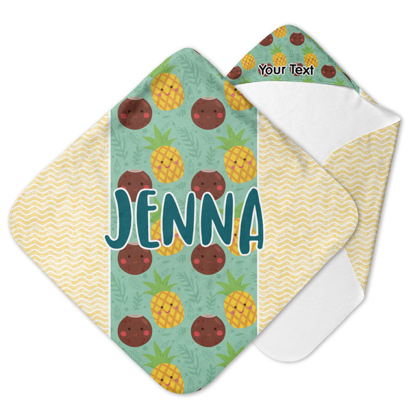 Custom Pineapples and Coconuts Hooded Baby Towel (Personalized)