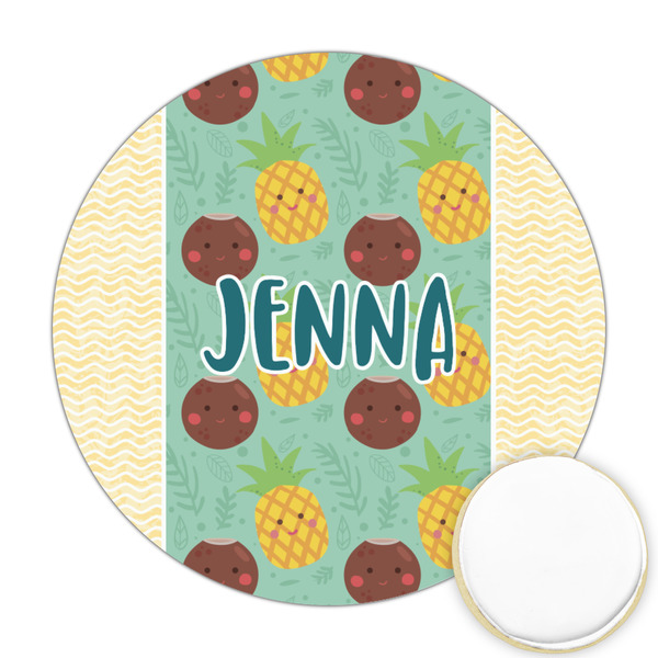 Custom Pineapples and Coconuts Printed Cookie Topper - 2.5" (Personalized)