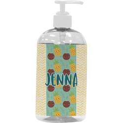 Pineapples and Coconuts Plastic Soap / Lotion Dispenser (16 oz - Large - White) (Personalized)