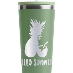 Pineapples and Coconuts RTIC Everyday Tumbler with Straw - 28oz - Light Green - Single-Sided (Personalized)